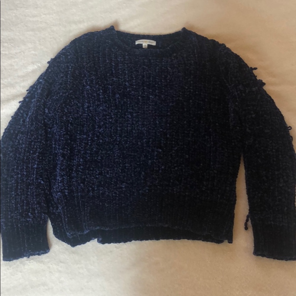 Plush Navy Velvet Sweater